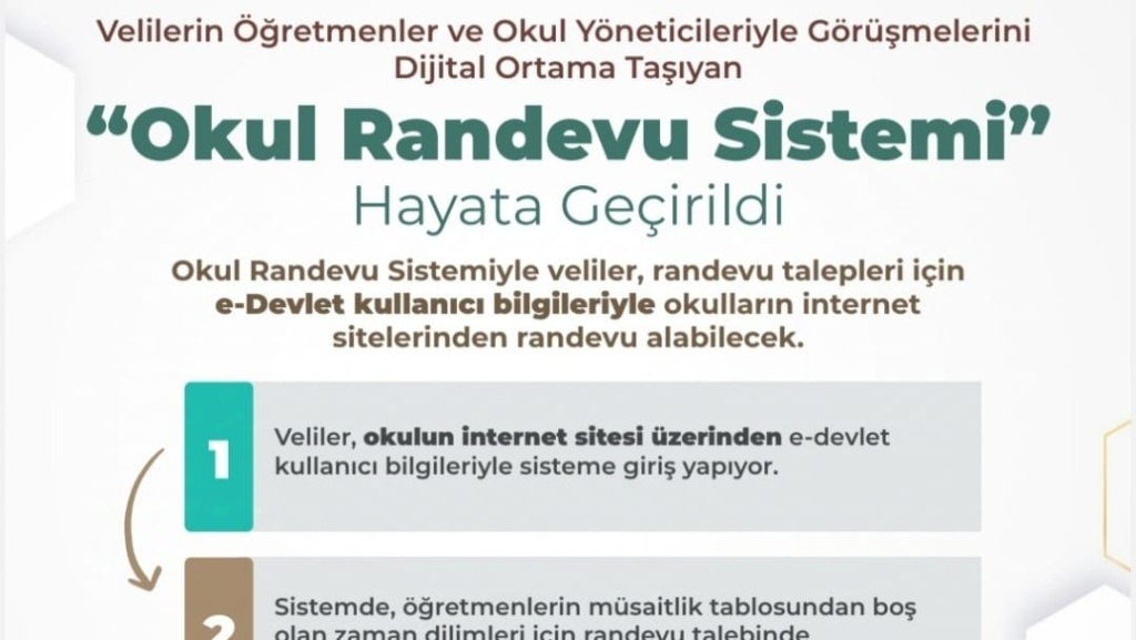 Okul Randevu Sistemi ile Velilerimiz Öğretmen Görüşmeleri için Randevu Alabilir